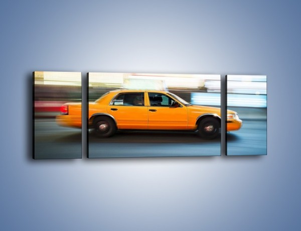 Obraz na płótnie – Żółta taksówka w ruchu – trzyczęściowy TM221W5