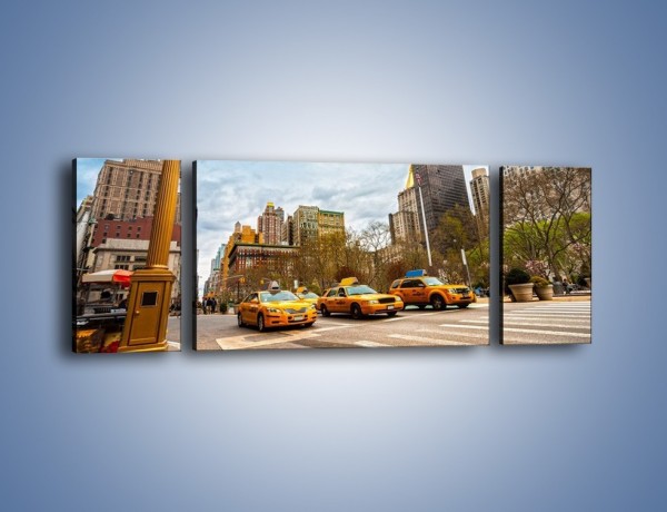 Obraz na płótnie – Taksówki na Fifth Avenue – trzyczęściowy TM223W5