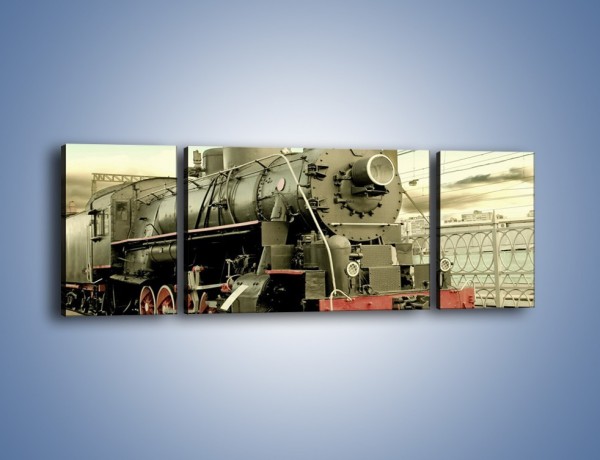 Obraz na płótnie – Stara lokomotywa na stacji – trzyczęściowy TM238W5