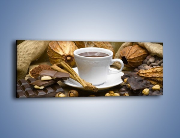 Obraz na płótnie – Kawa z orzechami i czekolada – jednoczęściowy panoramiczny JN387