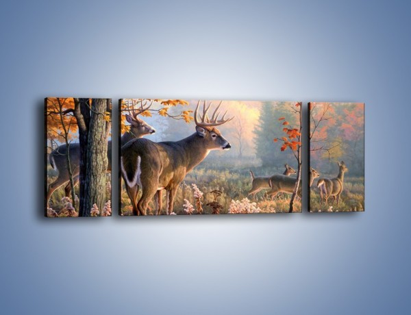 Obraz na płótnie – Randka jeleni z sarnami – trzyczęściowy Z343W5