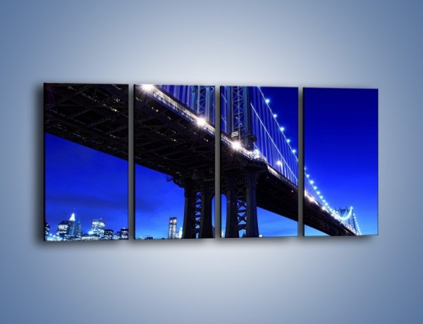 Obraz na płótnie – Oświetlony most wieczorem – czteroczęściowy AM003W1