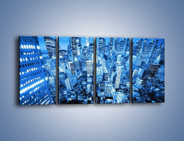 Obraz na płótnie – Centrum miasta w niebieskich kolorach – czteroczęściowy AM042W1