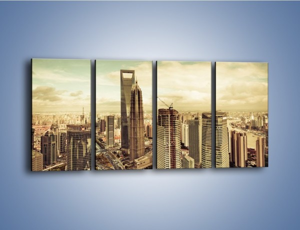 Obraz na płótnie – Panorama miasta w ciągu dnia – czteroczęściowy AM128W1