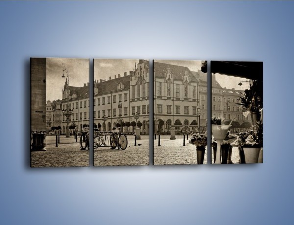 Obraz na płótnie – Rynek Starego Miasta w stylu vintage – czteroczęściowy AM138W1