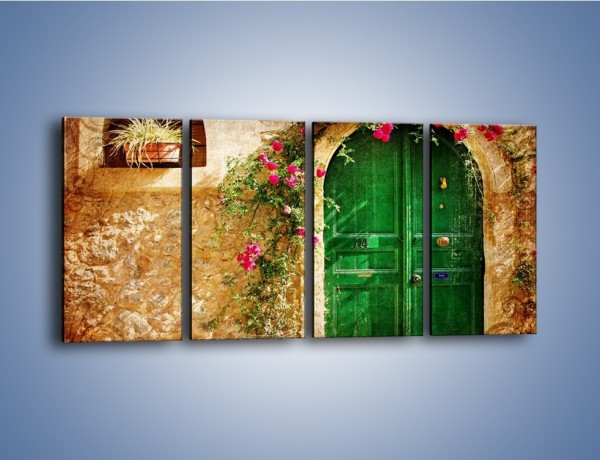 Obraz na płótnie – Drzwi w greckim domu vintage – czteroczęściowy AM192W1
