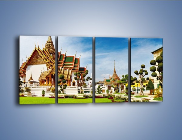 Obraz na płótnie – Tajska architektura pod błękitnym niebem – czteroczęściowy AM197W1