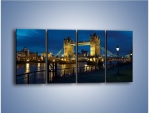 Obraz na płótnie – Tower Bridge w świetle nocnych lamp – czteroczęściowy AM210W1