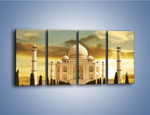 Obraz na płótnie – Tadź Mahal o zachodzie słońca – czteroczęściowy AM285W1