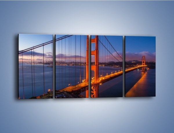 Obraz na płótnie – Rozświetlony most Golden Gate – czteroczęściowy AM360W1