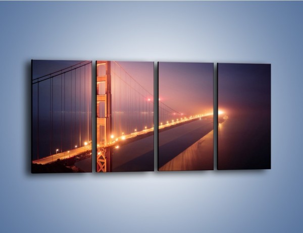 Obraz na płótnie – Most Golden Gate w nocnej mgle – czteroczęściowy AM490W1