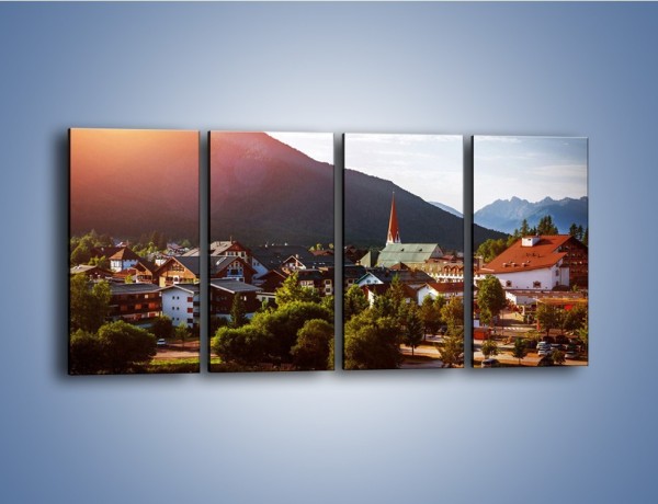 Obraz na płótnie – Austryjackie miasteczko u podnóży gór – czteroczęściowy AM496W1