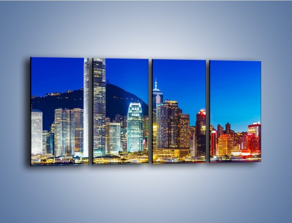 Obraz na płótnie – Oświetlone wieżowce Hong Kongu – czteroczęściowy AM498W1