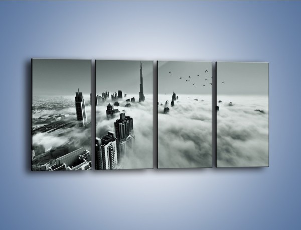 Obraz na płótnie – Centrum Dubaju we mgle – czteroczęściowy AM502W1