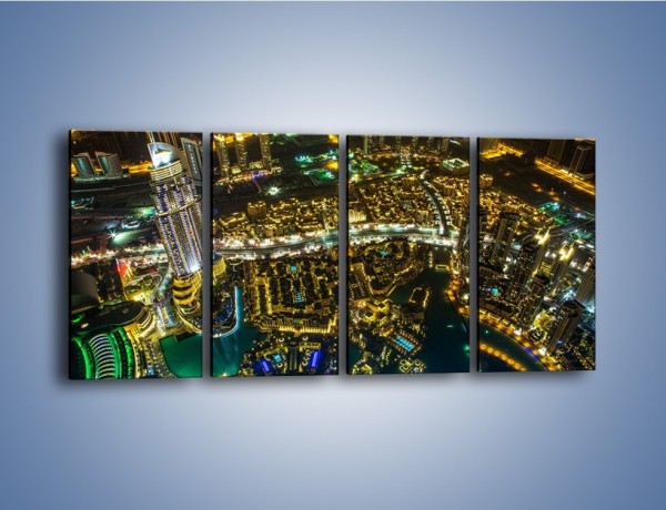 Obraz na płótnie – Dubaj nocą z lotu ptaka – czteroczęściowy AM507W1