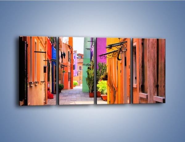 Obraz na płótnie – Kolorowa uliczka we włoskim Burano – czteroczęściowy AM509W1