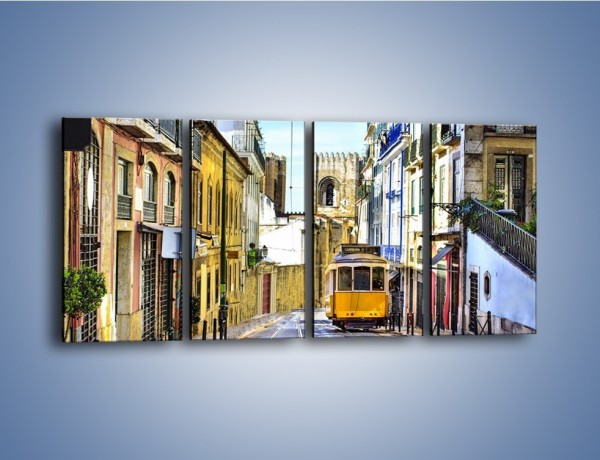 Obraz na płótnie – Romantyczna uliczka w Lizbonie – czteroczęściowy AM530W1