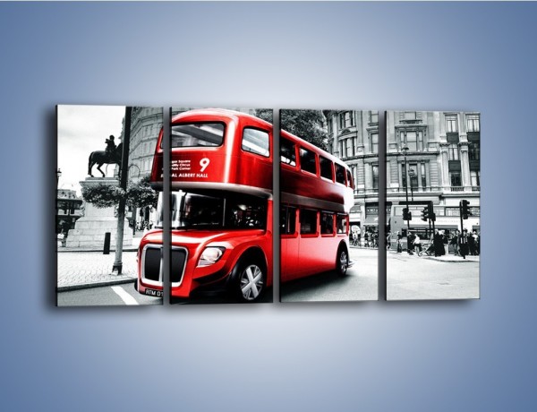 Obraz na płótnie – Czerwony bus w Londynie – czteroczęściowy AM540W1