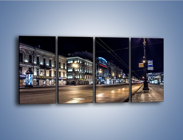 Obraz na płótnie – Ulica w Petersburgu nocą – czteroczęściowy AM544W1