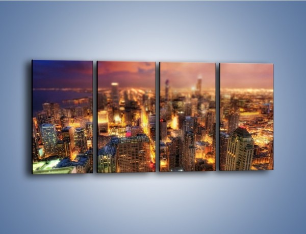 Obraz na płótnie – Rozmyta panorama Chicago – czteroczęściowy AM562W1