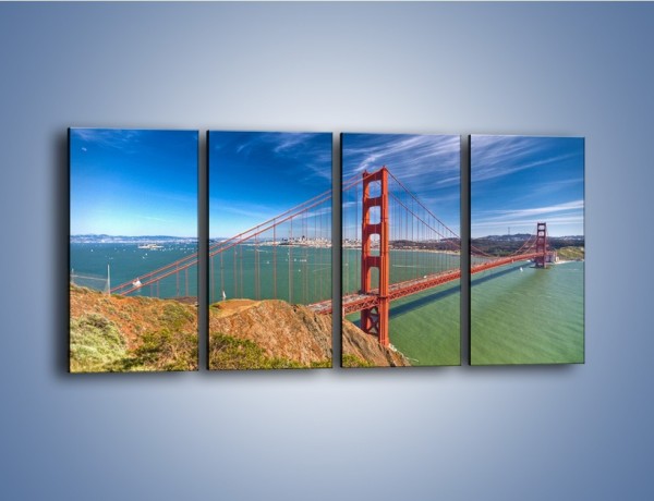 Obraz na płótnie – Most Golden Gate o poranku – czteroczęściowy AM600W1