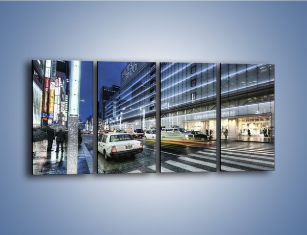 Obraz na płótnie – Ulica Tokyo w deszczu – czteroczęściowy AM613W1