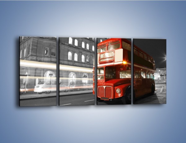 Obraz na płótnie – Czerwony autobus w Londynie – czteroczęściowy AM634W1