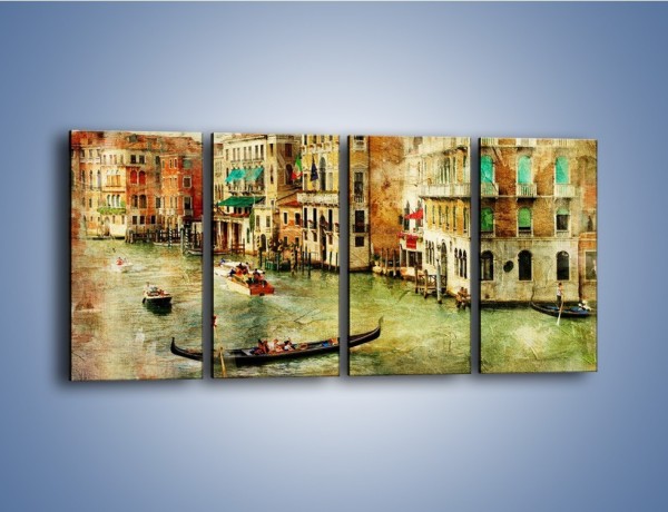 Obraz na płótnie – Weneckie Canal Grande w stylu vintage – czteroczęściowy AM643W1