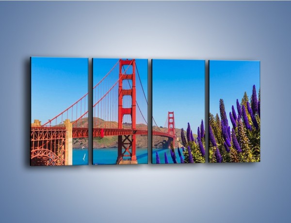 Obraz na płótnie – Golden Gate pod błękitnym niebem – czteroczęściowy AM644W1