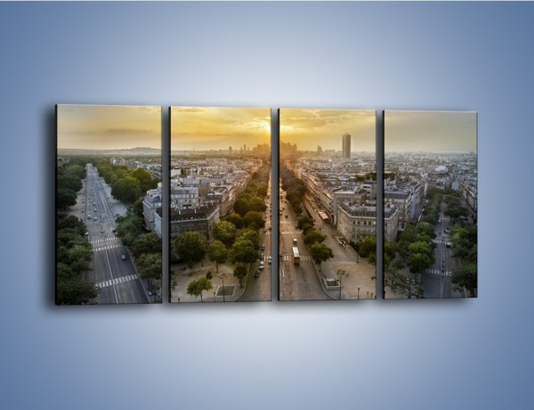 Obraz na płótnie – Zachód słońca nad Paryżem – czteroczęściowy AM649W1