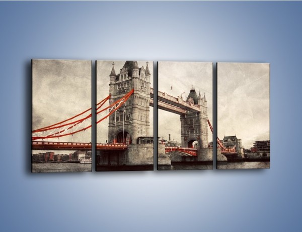 Obraz na płótnie – Tower Bridge w stylu vintage – czteroczęściowy AM668W1