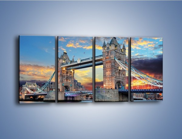 Obraz na płótnie – Tower Bridge o zachodzie słońca – czteroczęściowy AM669W1