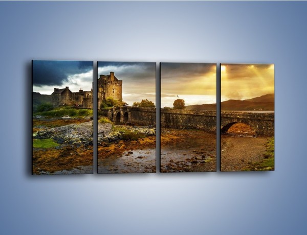 Obraz na płótnie – Zamek Eilean Donan w Szkocji – czteroczęściowy AM697W1