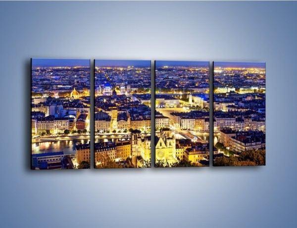 Obraz na płótnie – Nocna panorama Lyonu – czteroczęściowy AM707W1