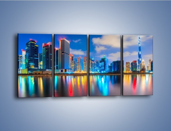 Obraz na płótnie – Kolory Dubaju odbite w wodzie – czteroczęściowy AM740W1