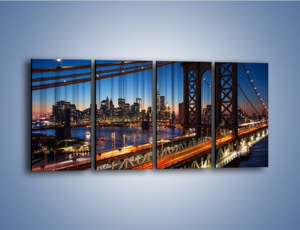 Obraz na płótnie – Nowojorskie mosty na tle Manhattanu – czteroczęściowy AM751W1