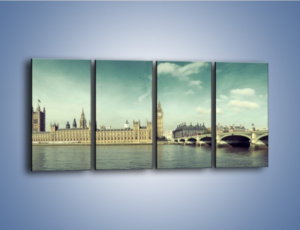 Obraz na płótnie – Panorama Pałacu Westminsterskiego – czteroczęściowy AM758W1