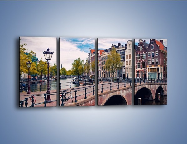 Obraz na płótnie – Kanał i most amsterdamski – czteroczęściowy AM759W1