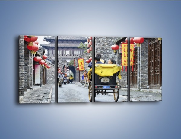 Obraz na płótnie – Podróż rikszą w mieście Zhangjiakou – czteroczęściowy AM762W1