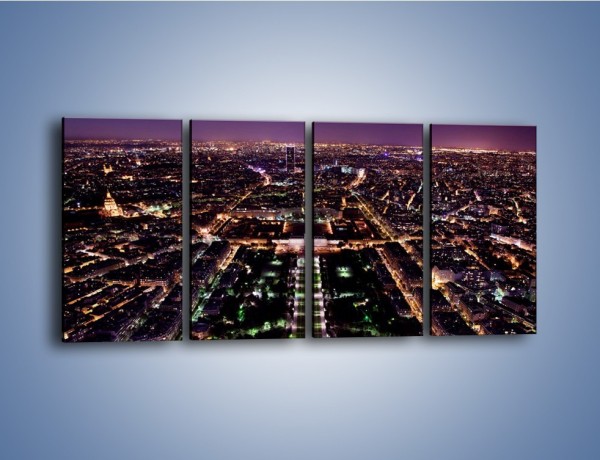 Obraz na płótnie – Panorama Paryża z Wieży Eiffla – czteroczęściowy AM764W1