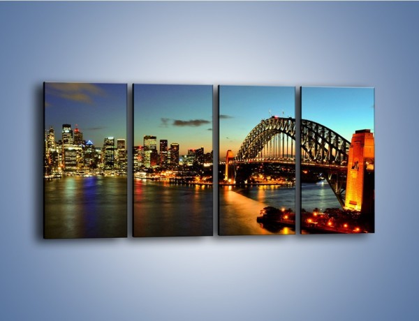 Obraz na płótnie – Panorama Sydney po zmroku – czteroczęściowy AM770W1