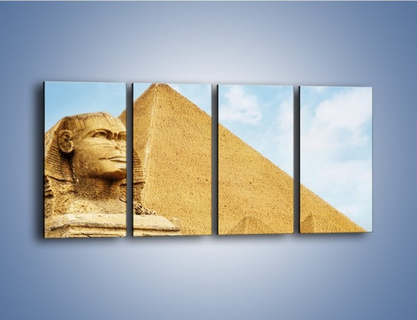 Obraz na płótnie – Sfinks i piramidy – czteroczęściowy AM782W1