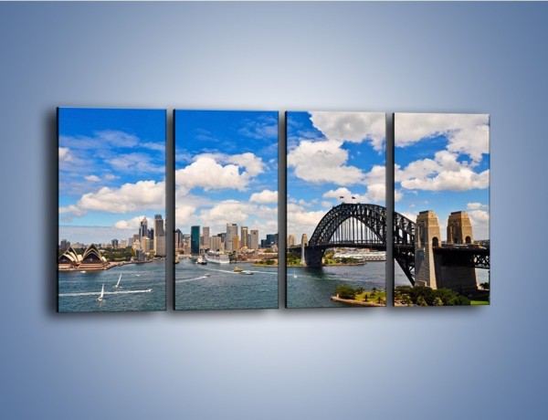 Obraz na płótnie – Panorama Sydney w pochmurny dzień – czteroczęściowy AM784W1