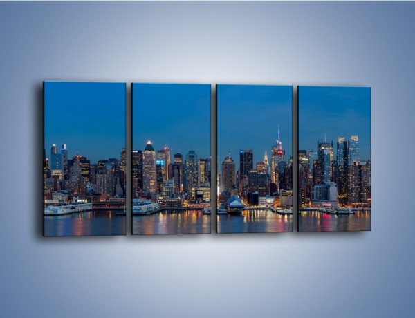 Obraz na płótnie – Panorama Nowego Yorku w nocy – czteroczęściowy AM809W1