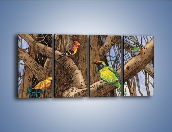 Obraz na płótnie – Mali przyjaciele na drzewie – czteroczęściowy GR050W1