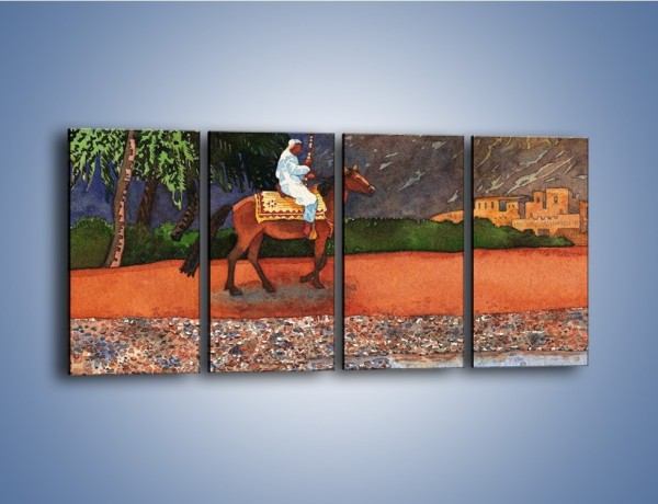 Obraz na płótnie – Arabski szejk na koniu – czteroczęściowy GR052W1