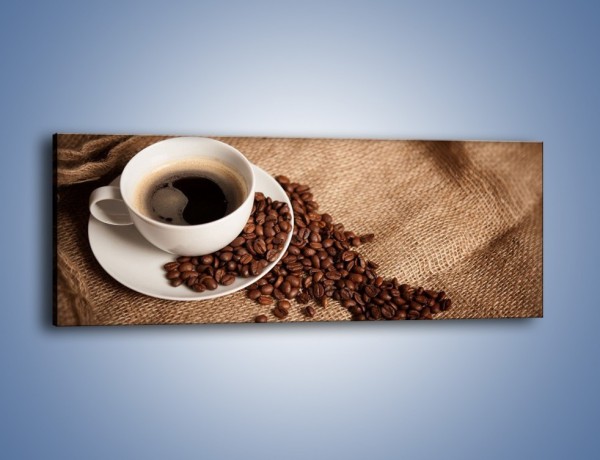 Obraz na płótnie – Kawa na białym spodku – jednoczęściowy panoramiczny JN430