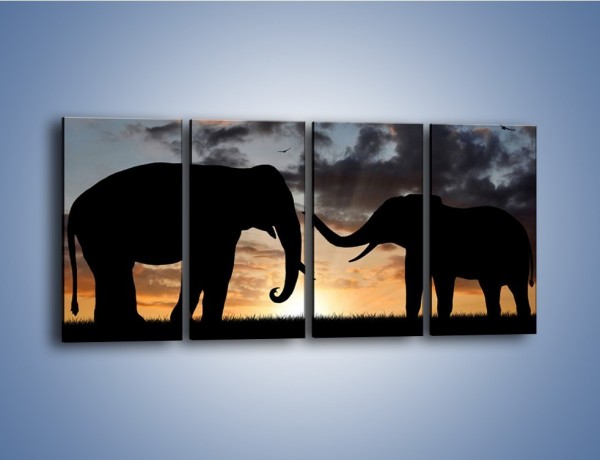 Obraz na płótnie – Dyskusja wśród słoni – czteroczęściowy GR309W1