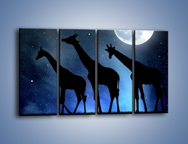 Obraz na płótnie – Żyrafie trio nocą – czteroczęściowy GR316W1