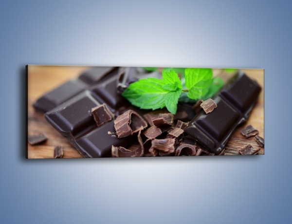 Obraz na płótnie – Połamana czekolada z miętą – jednoczęściowy panoramiczny JN442